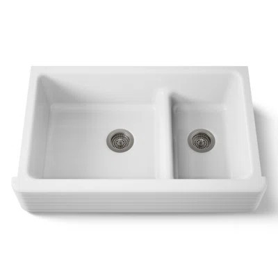 Whitehaven® 35.69" L x 21.56" W Under-Mount Double Bowl Kitchen Sink with Tall Apron | Wayfair North America