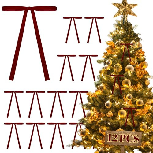 Christmas Bows Velvet Ribbon-Versatile Bow Decor for Vintage Christmas Decor&Indoor Christmas Decorations for Door Accents,Wreath Decor,Stocking Trim,Gift Wrapping & Holiday Setups(Burgundy) | Amazon (US)