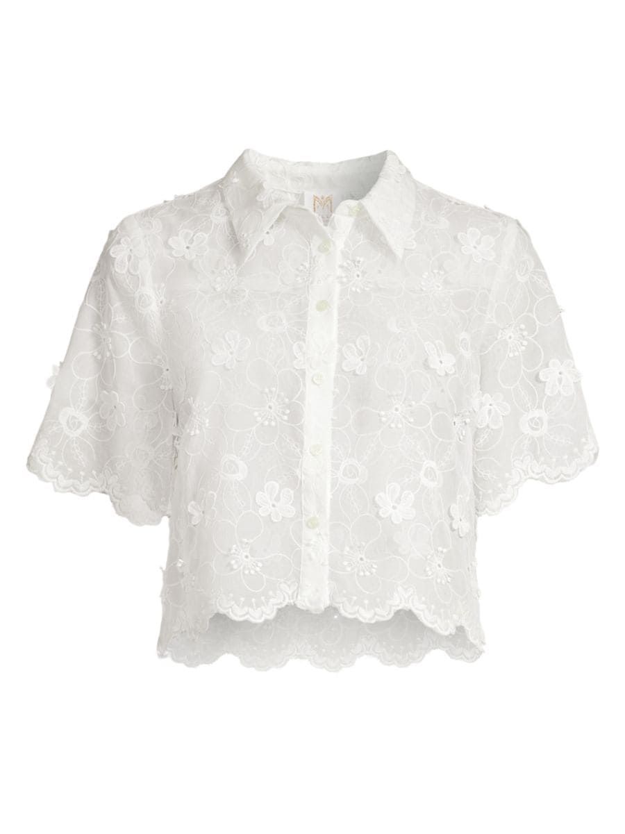 Floral Eyelet Crop Shirt | Saks Fifth Avenue