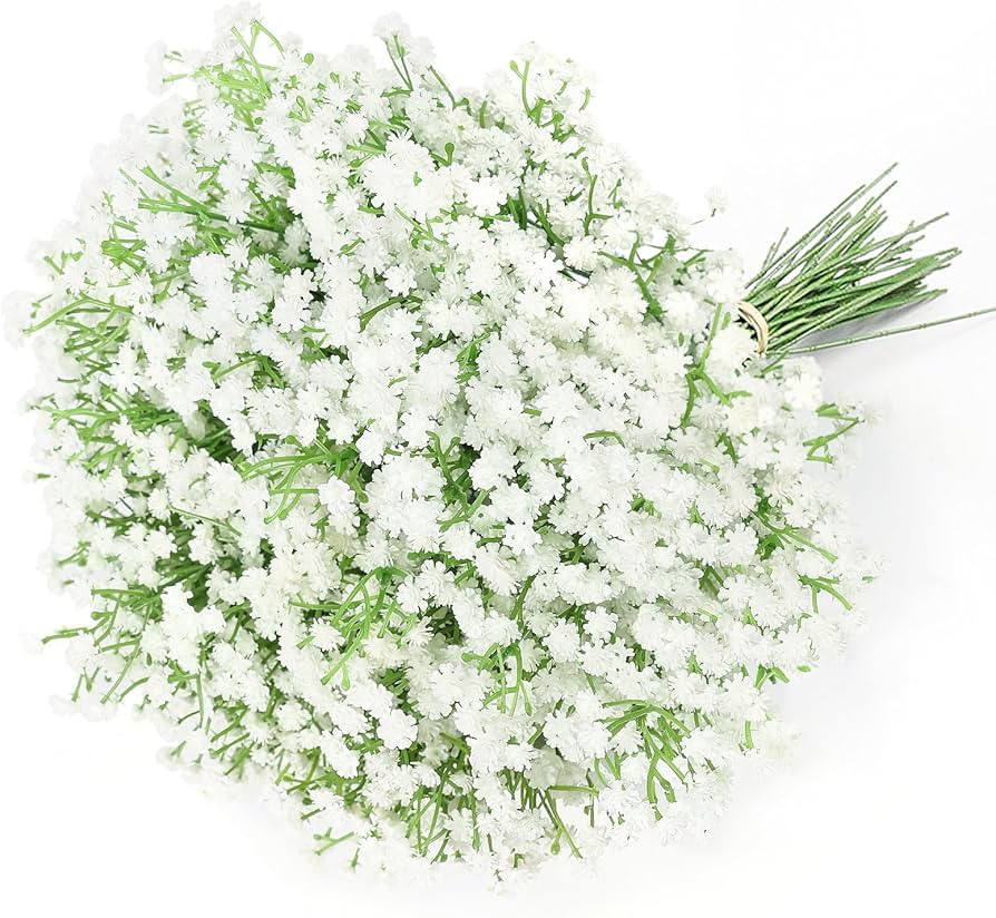 DEEMEI 15 PCS Babys Breath Artificial Flowers Fake Babys Breath Flowers Artificial Bulk White Gyp... | Amazon (US)