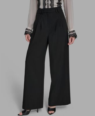 Women's Pleated Back Notch Wide Leg Pants | Macy's