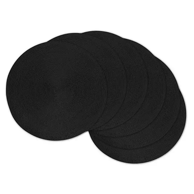 Black Round Woven Placemats, Set of 6 | Kirkland's Home