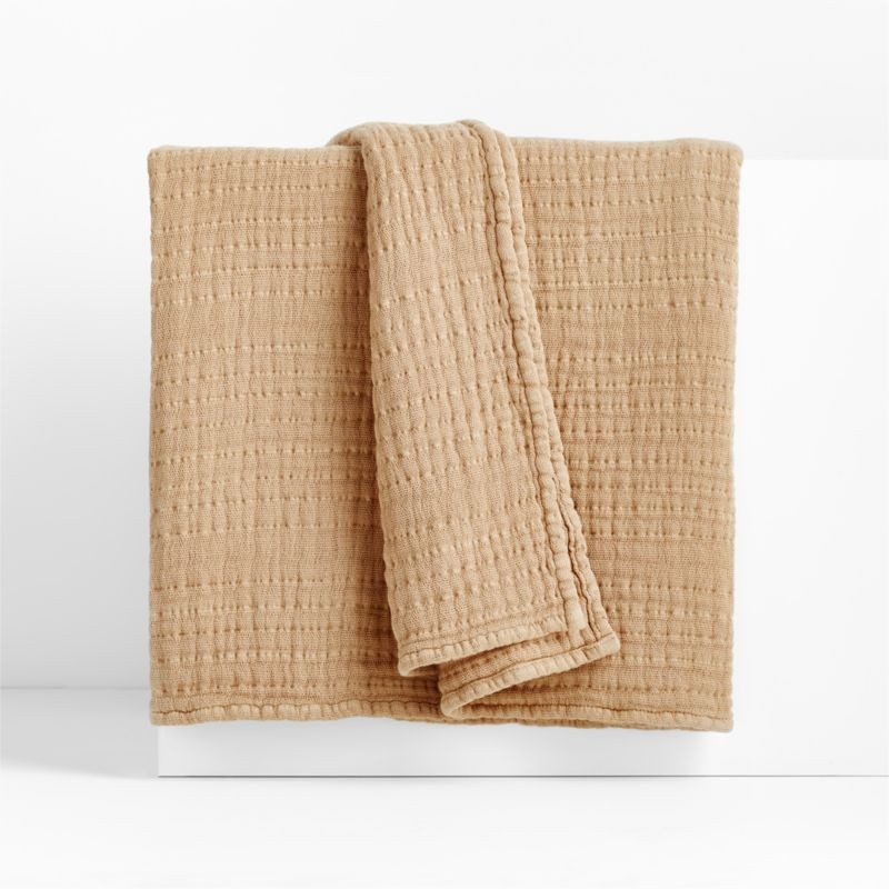Solid Gauze 70"x55" Fawn Tan Brown Throw Blanket + Reviews | Crate & Barrel | Crate & Barrel