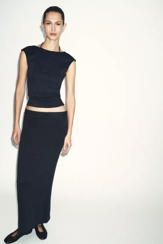 KNIT LACE STRAP TOP | Zara AU