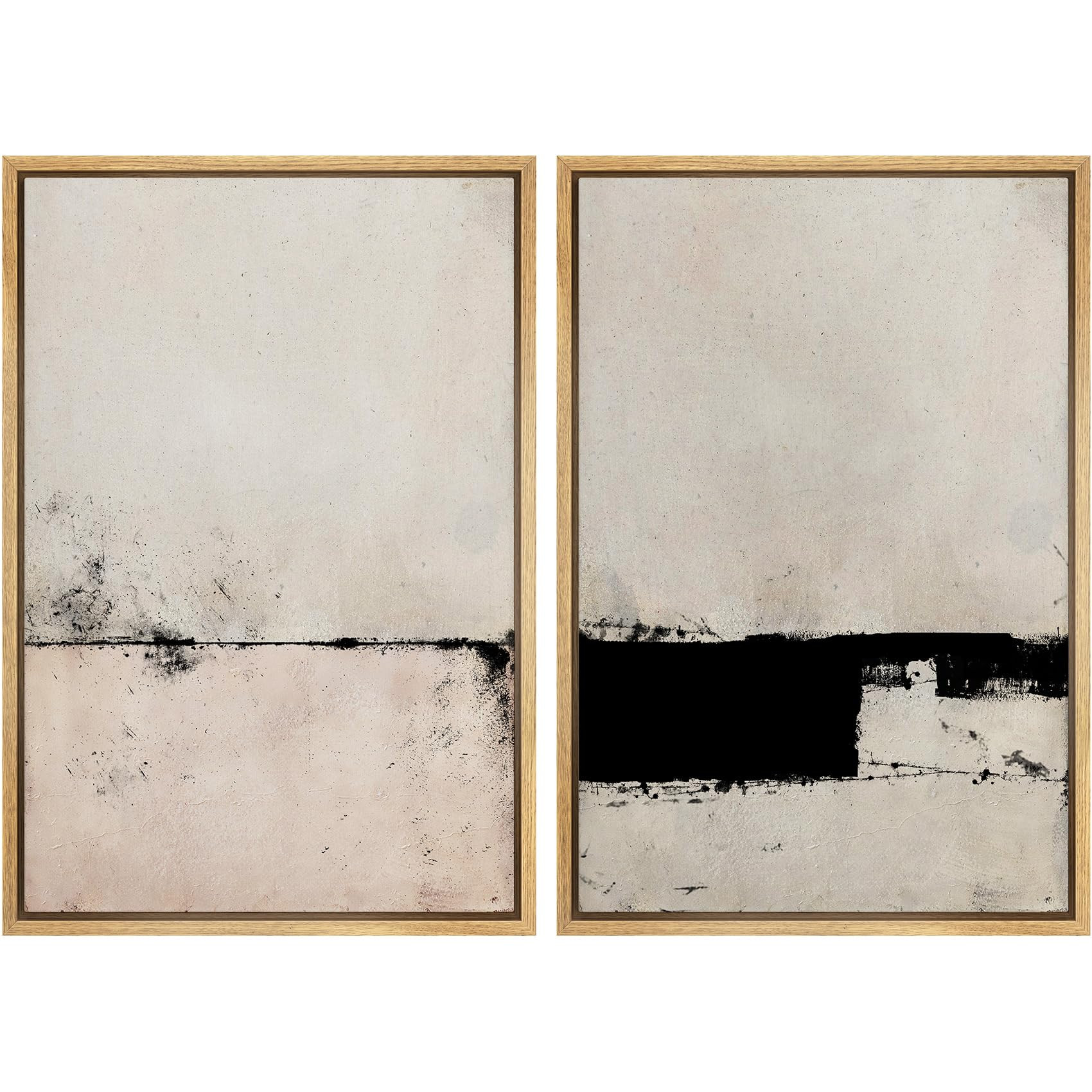 SIGNWIN Framed Canvas Print Wall Art Set Pastel Industrial Grunge Landscape Abstract Shapes Illus... | Amazon (US)