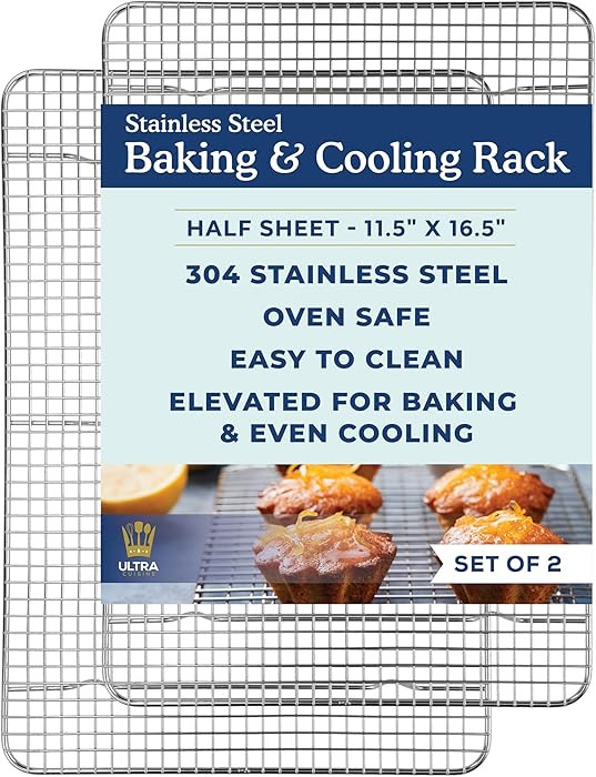 Ultra Cuisine Oven-Safe, Dishwasher-Safe 100% Stainless Steel Cooling and Baking Rack Set Heavy D... | Amazon (US)