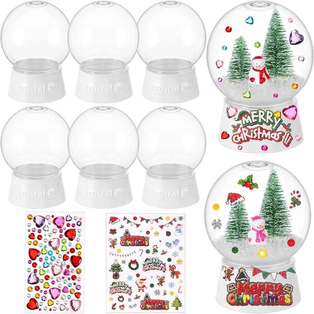 6 Pieces 4 Inch Plastic Snow Globes Clear Water Globes with Screw Off Cap DIY Snow Globes Water G... | Amazon (US)