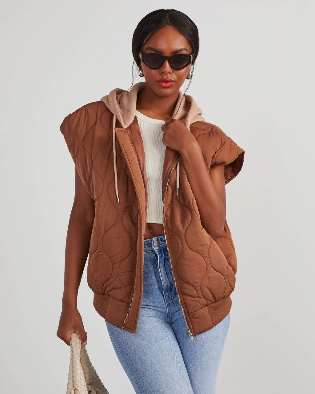 Fall And Forever Hooded Puffer Vest - Tan | VICI Collection