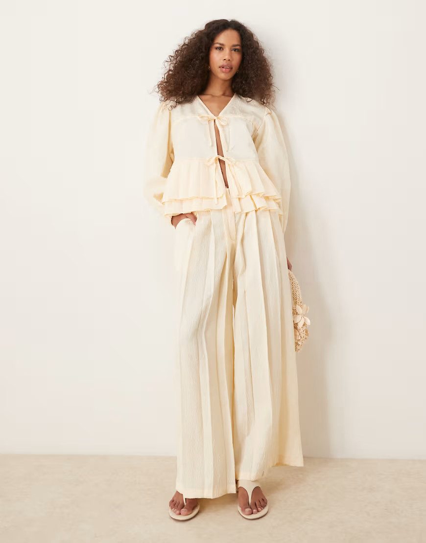 Ghospell pleated trouser co-ord in butter cream-White | ASOS (Global)