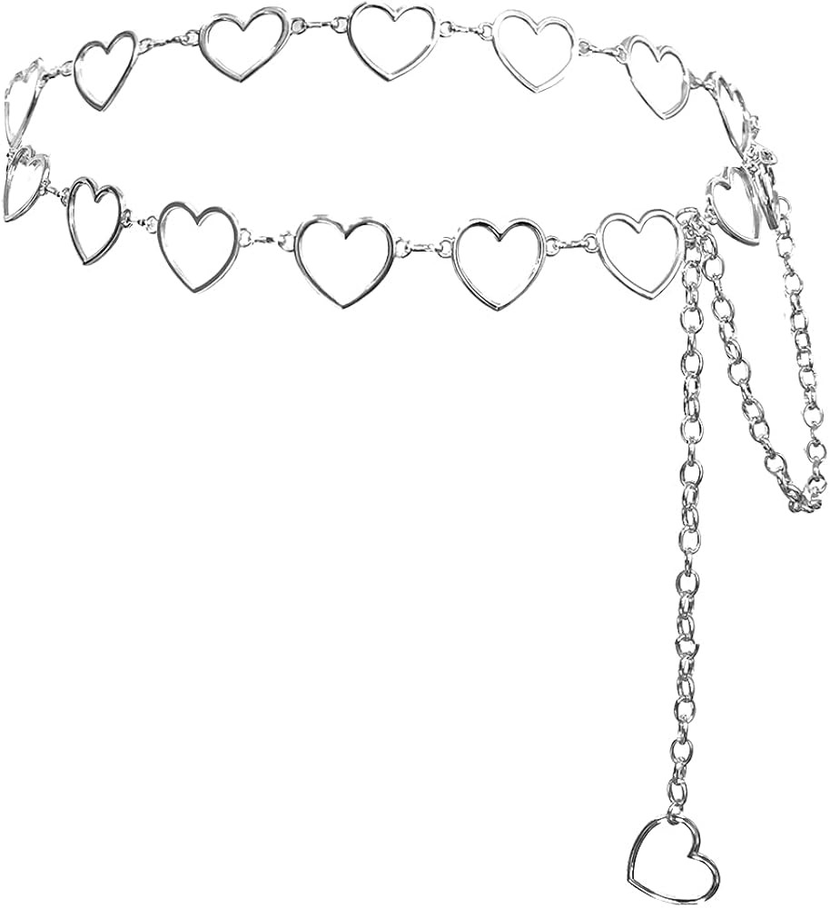 Eyraevor Women Waist Chain Belt Gold Silver Chain Belt Body Chains Jewelry for Dress Y2K Heart Ch... | Amazon (US)