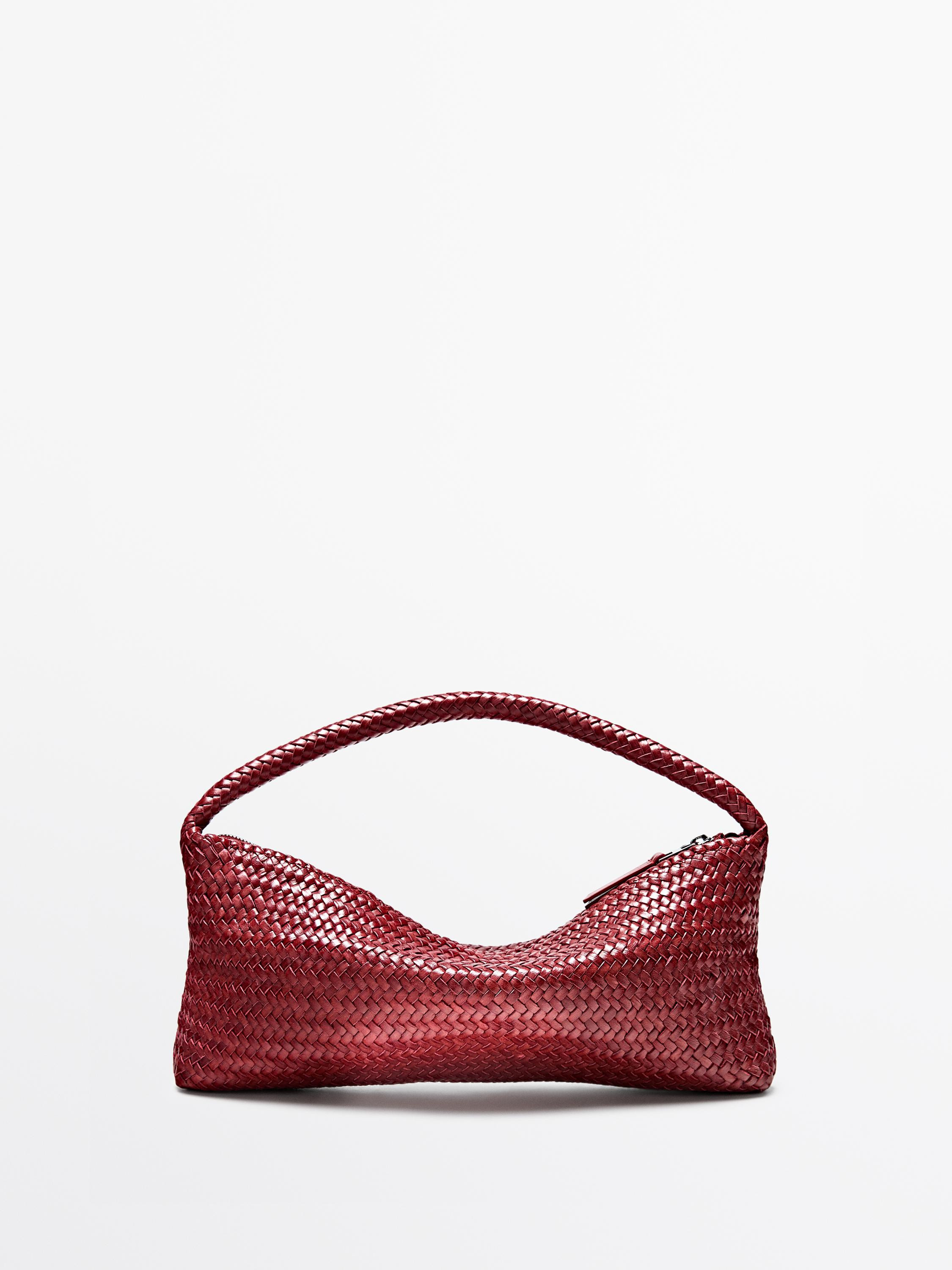 Nappa leather woven croissant bag | Massimo Dutti UK