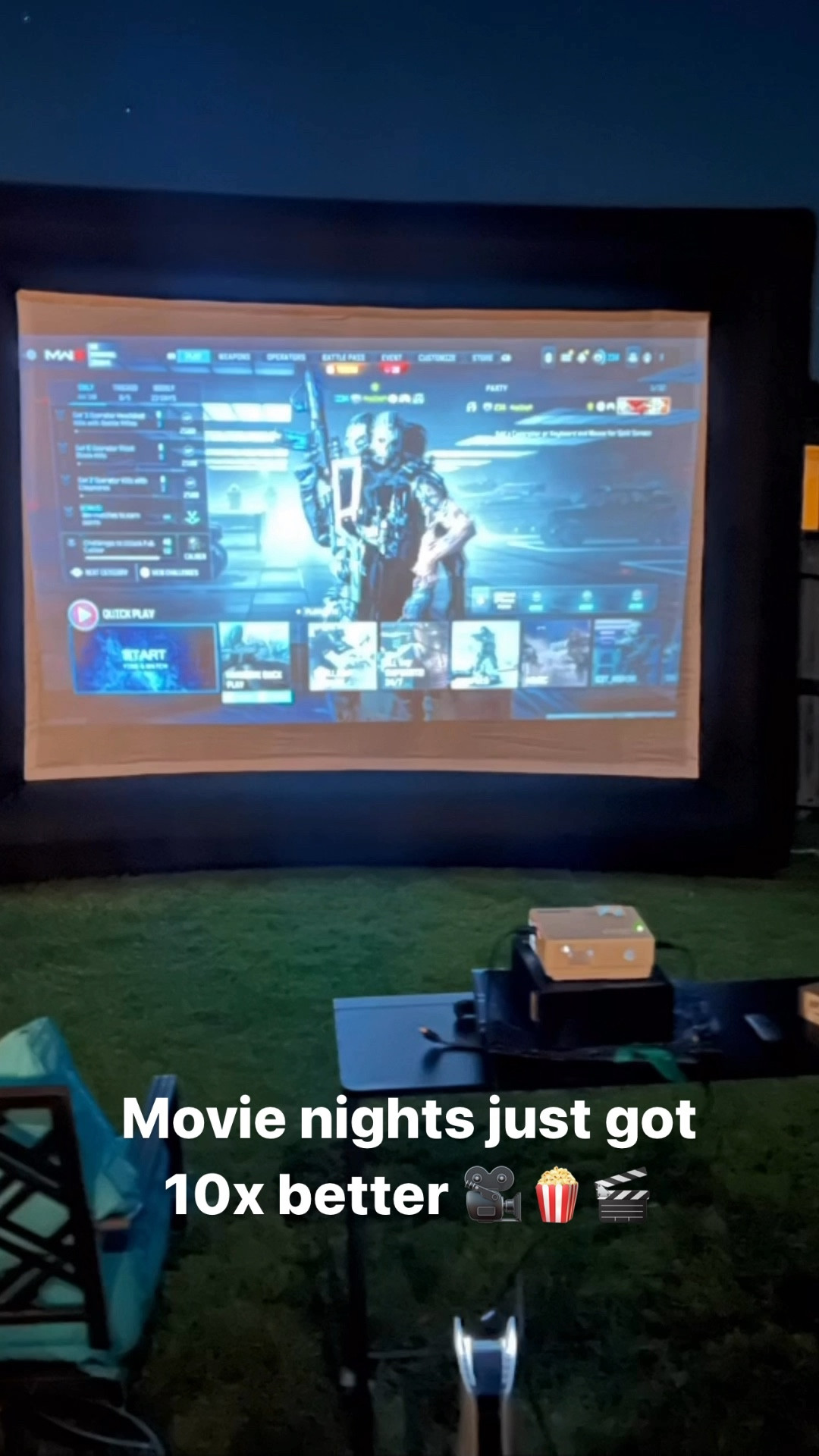 Movie nights just got 10x better!! 16 foot inflatable outdoor projector compatibile with Roku TV stick 