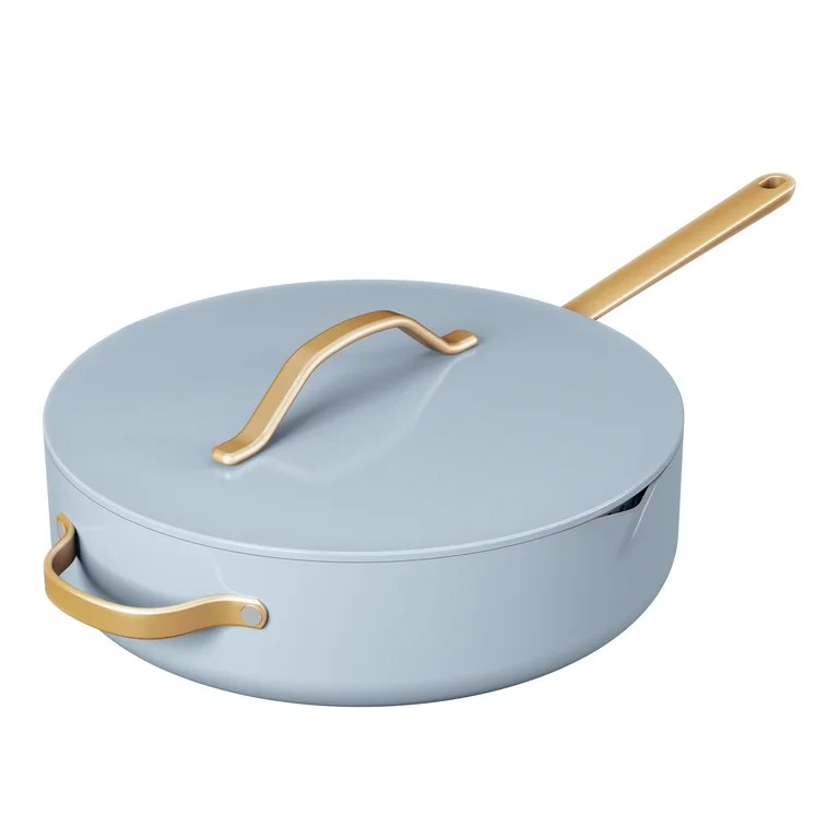 Beautiful 5.5 Quart Ceramic Non-Stick Sauté Pan with Strainer Lid, Cornflower Blue by Drew Barry... | Walmart (US)