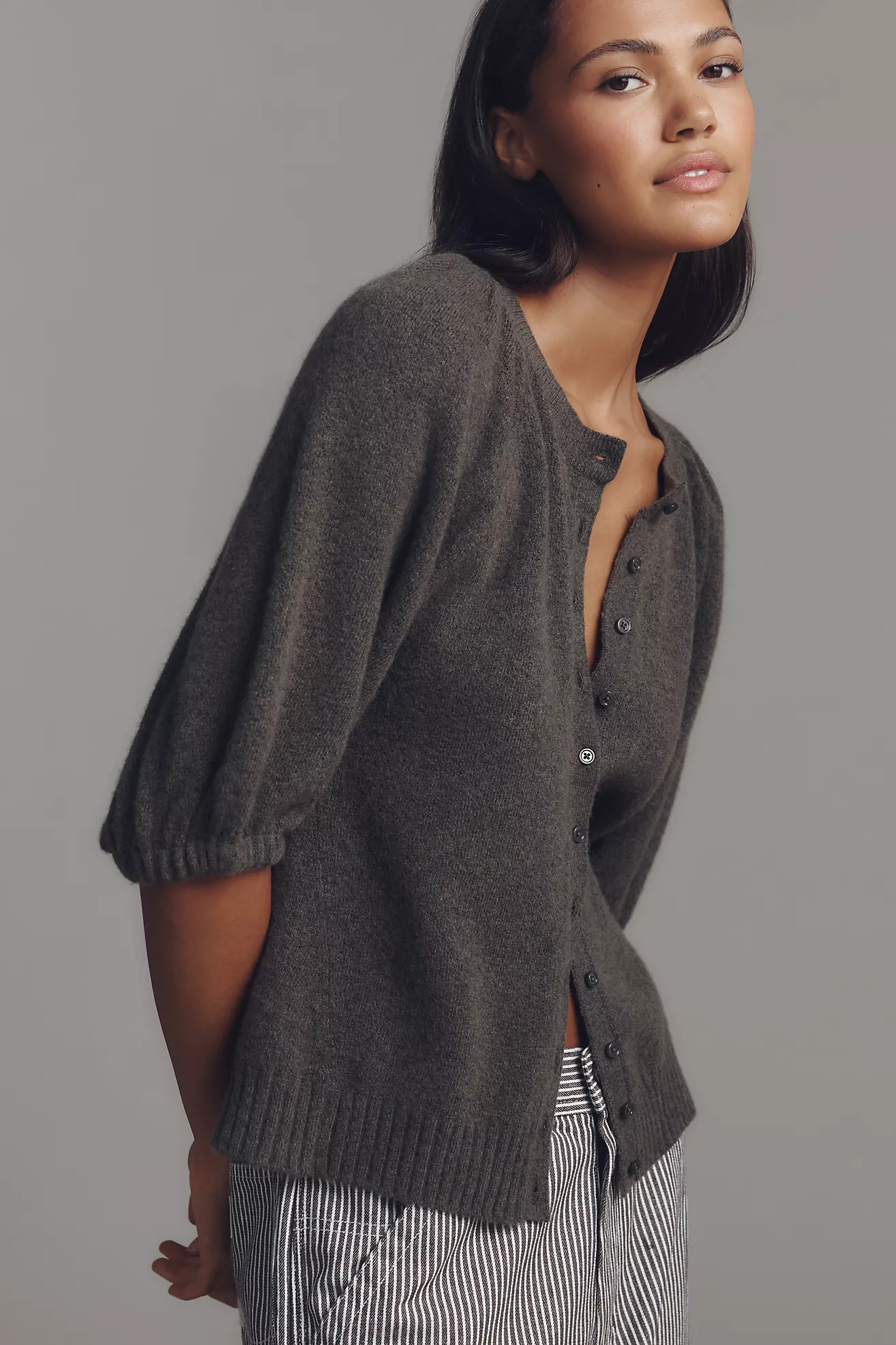 By Anthropologie Puff-Sleeve Cardigan Sweater | Anthropologie (US)