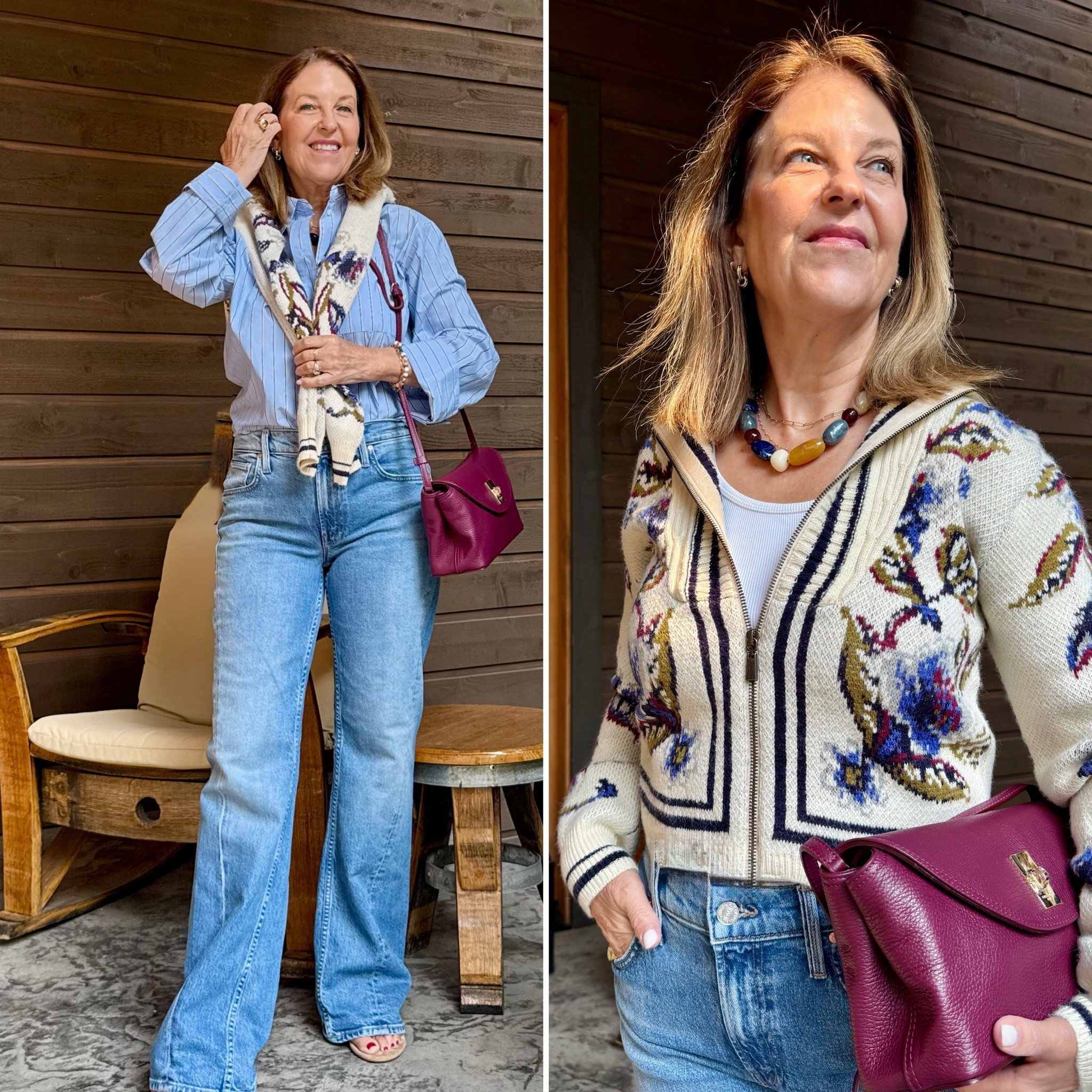 Stylishsandy drop. 

Button-up fits tts
Jeans regular & petite fit tts
Cardigan fits tts. 
Shoe fits tts

#LTKSeasonal #LTKOver40 #LTKPetite