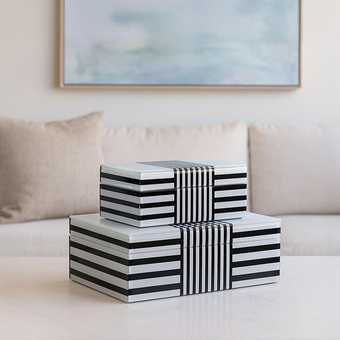 Set of 2 Decorative Storage Boxes with Lids – Wooden Organizer Boxes for Jewelry, Keepsakes, or... | Amazon (US)