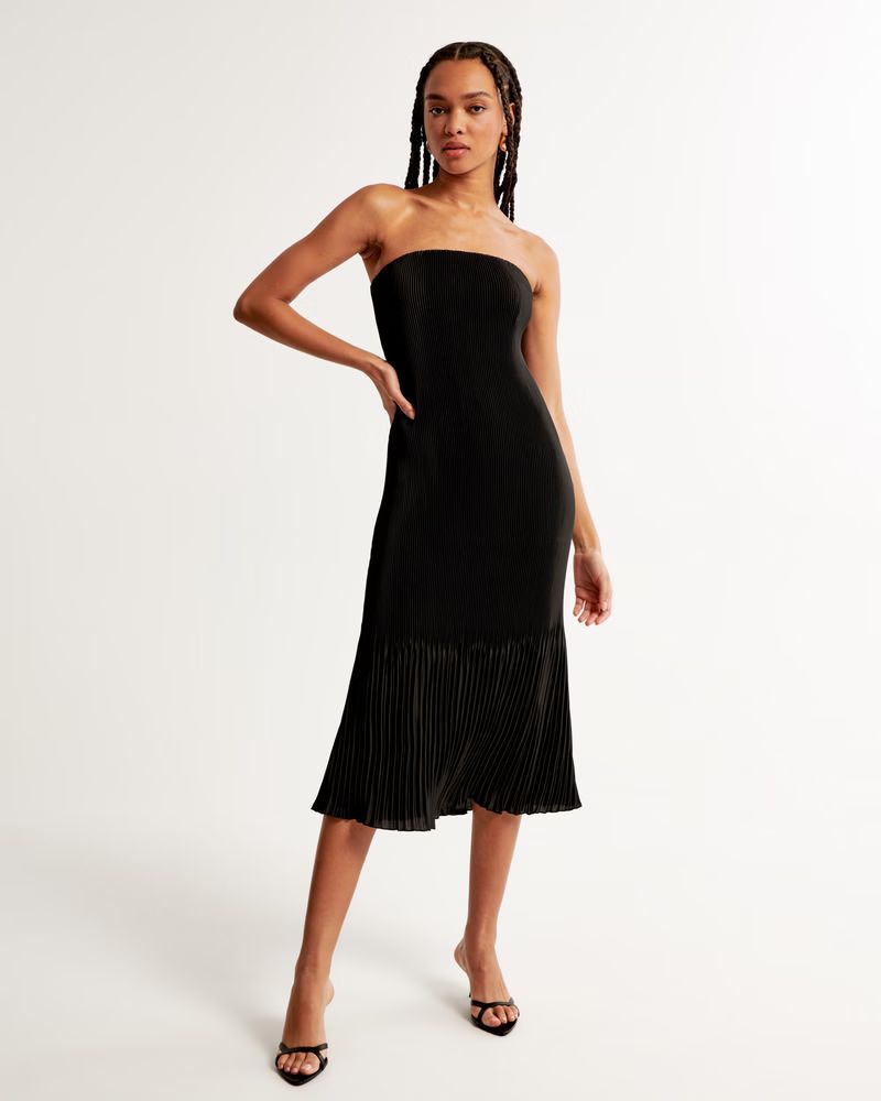 Women's The A&F Giselle Pleat Release Midi Dress | Women's Clearance | Abercrombie.com | Abercrombie & Fitch (US)