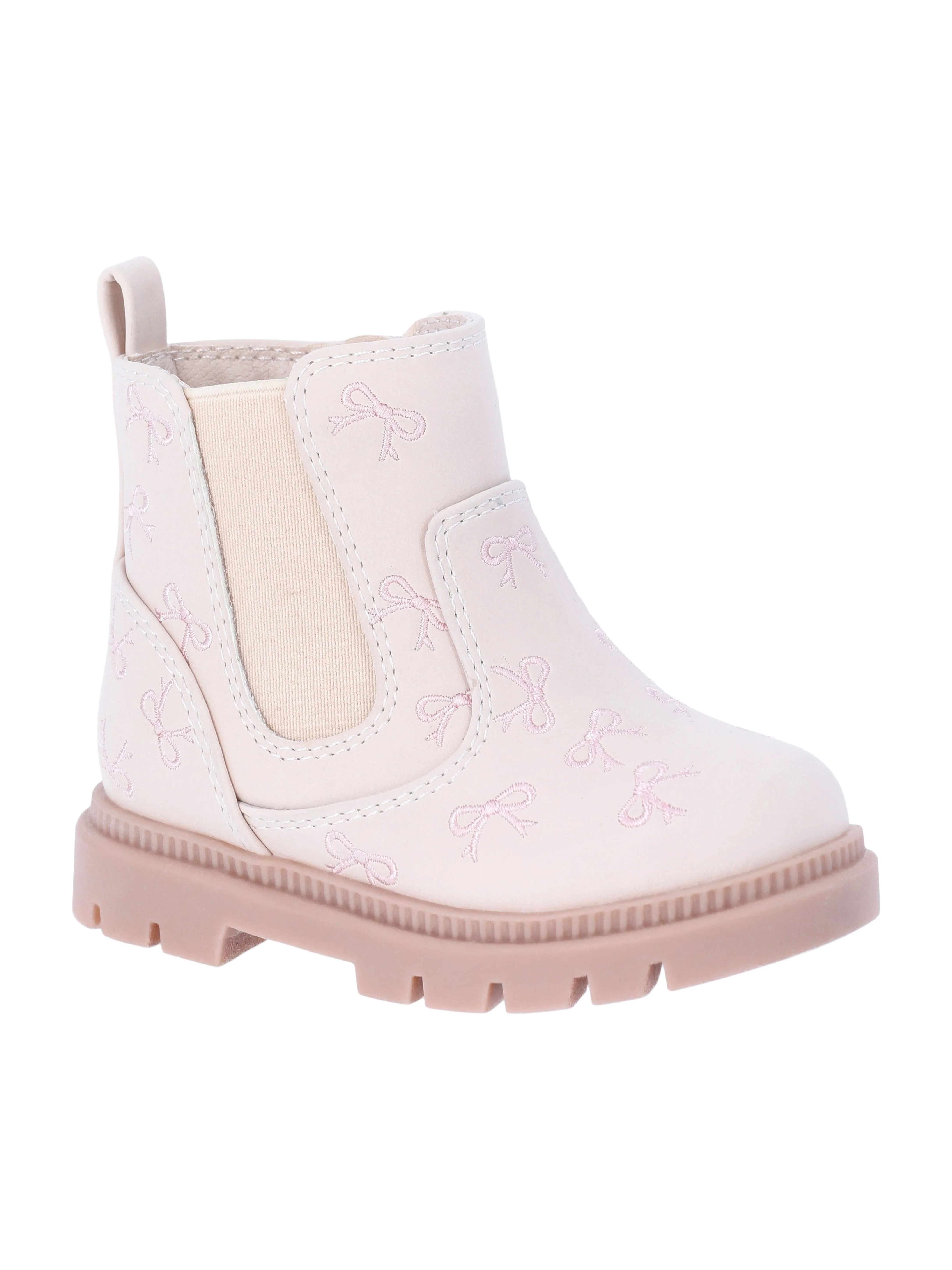 Wonder Nation Baby Girls' Embroidered Bows Chelsea Boots | Walmart (US)