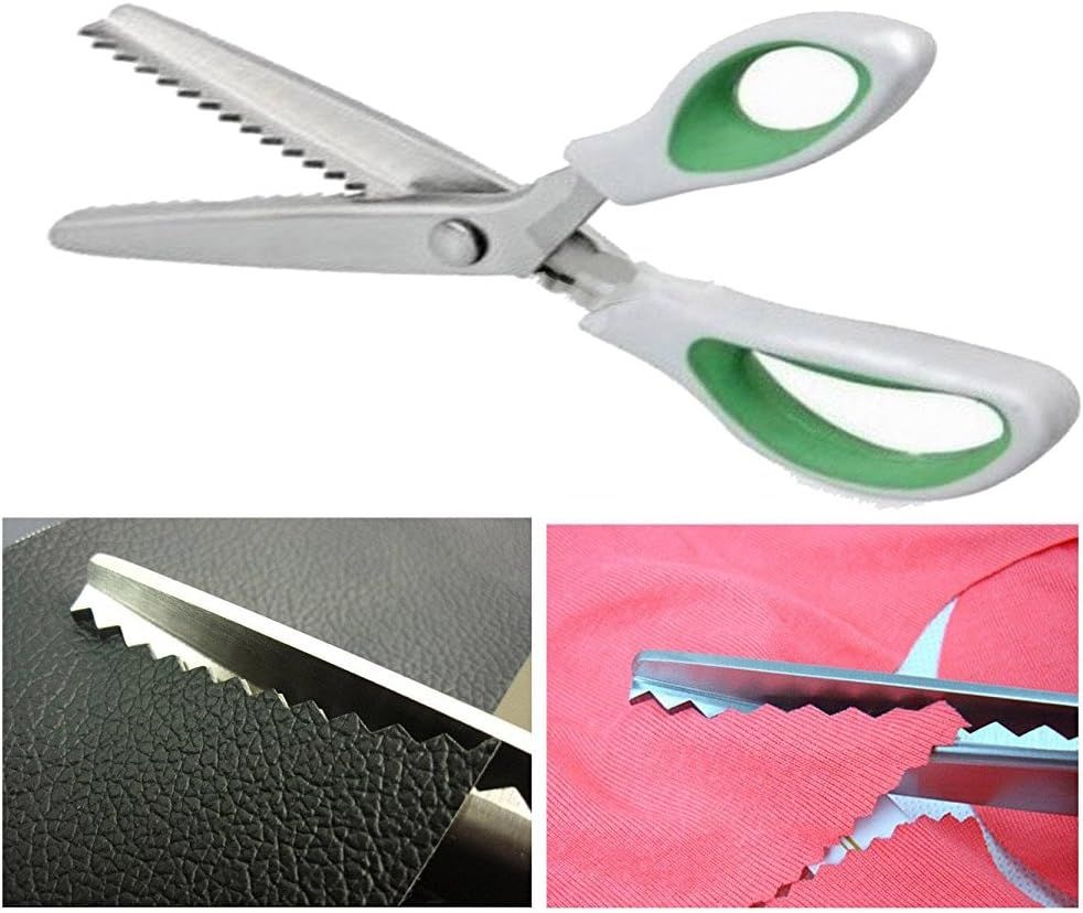 JISTL Green Pinking Shears Comfort Grips Crafts Zig Zag Cut Sewing Scissors,Professional Handheld... | Amazon (US)
