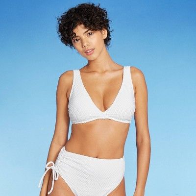 Women's V-Kini Bikini Top - Sea Angel White Dot Print | Target