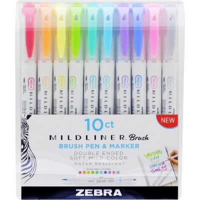 Zebra 10ct Mildliner Dual-tip Creative Markers Assorted Colors: Artist Markers, 0.4mm & 0.6mm, Water-Resistant, Quick Drying | Target