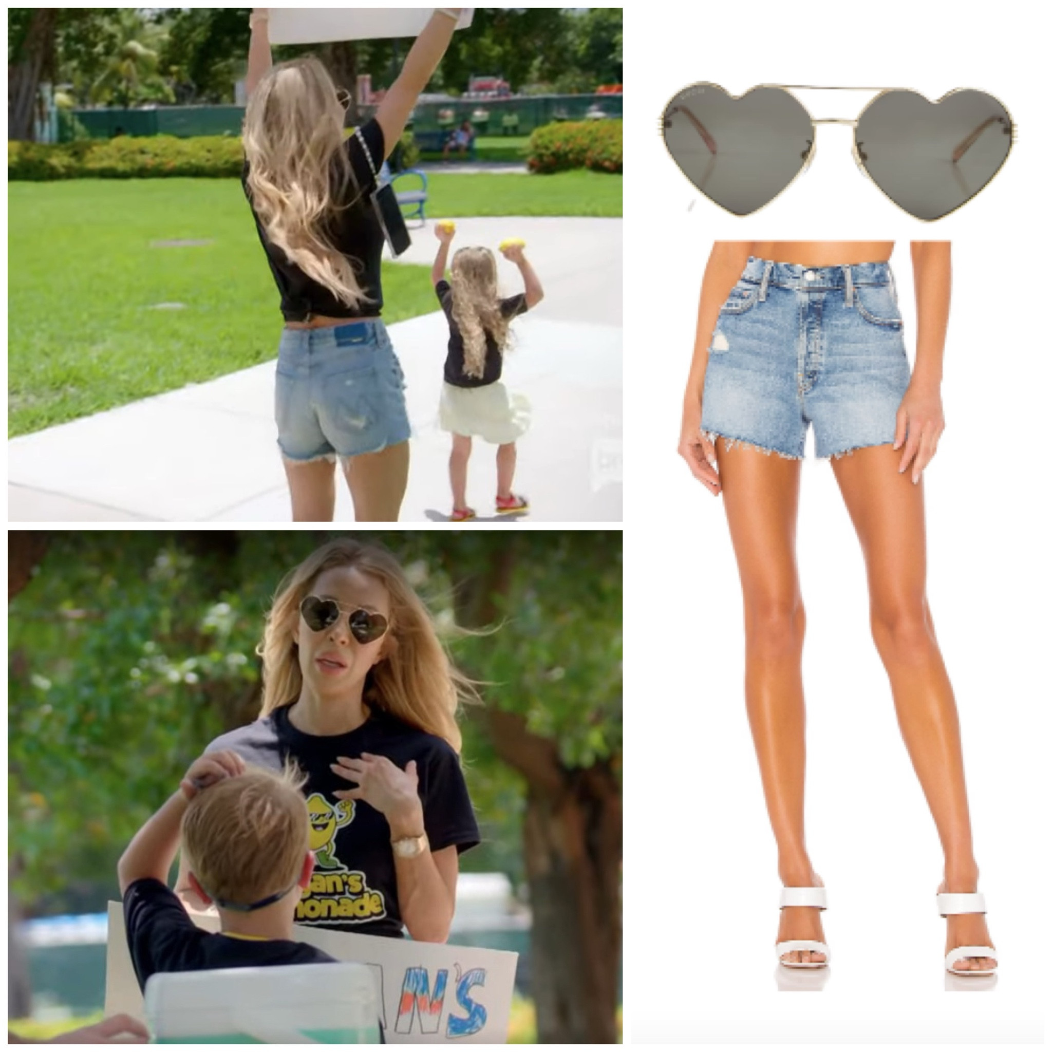 Lisa Hochstein’s Cutoff Jean Shorts and Heart Sunglasses