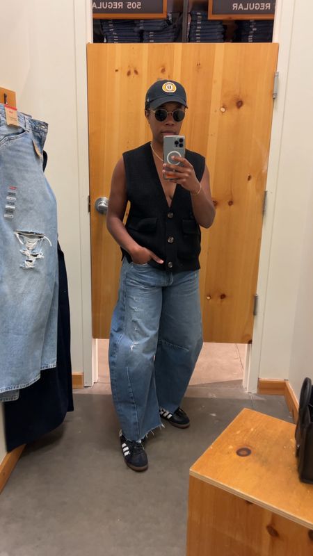 Casual ootd for shopping at the outlets. Wearing Pistola Denim sweater vest as a top with Citizens of Humanity barrel leg jeans and black Adidas Samba sneakers. Jeans are on sale! 

#LTKstyletip #LTKsalealert #LTKVideo