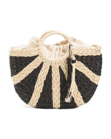Straw Shopper With Tassel Accent | TJ Maxx