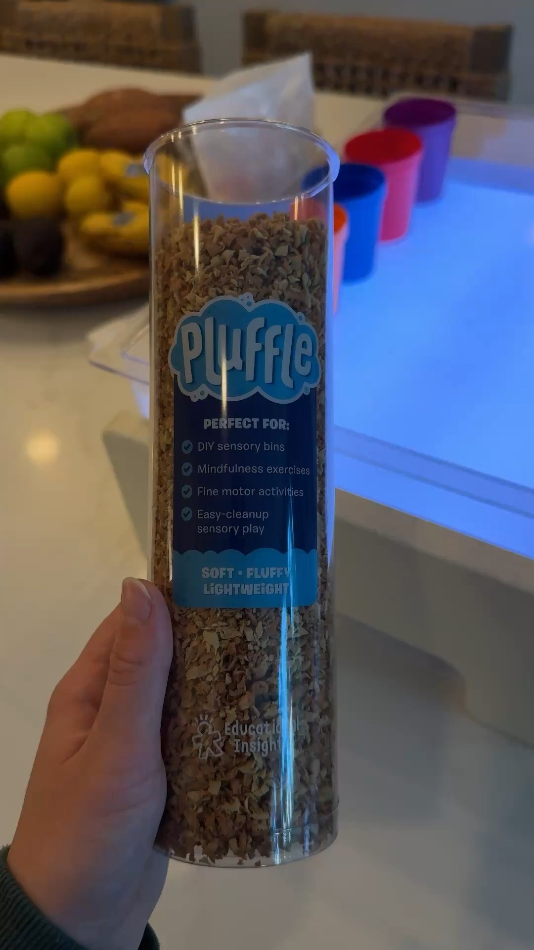 If you haven’t tried Pluffle yet you’re missing out! So fun for your next sensory bin!!