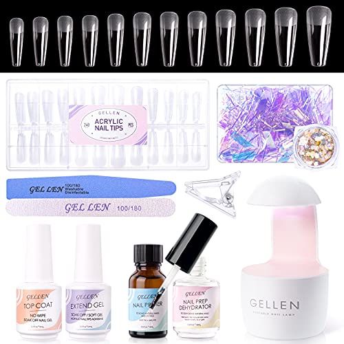 Gellen Nail Tips and Glue Gel Kit, Acrylic Nail Kit- 240Pcs Full Matte Oval False Nail Tips, UV L... | Amazon (US)