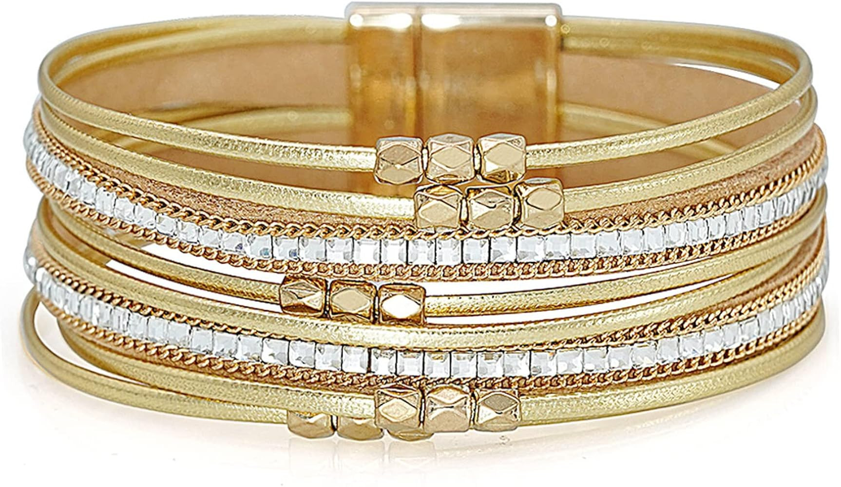 Multi-layer Leather Bracelets Multi-strand Wrap Bracelets Handmade Braided Rope Cuff Bangle with ... | Amazon (US)