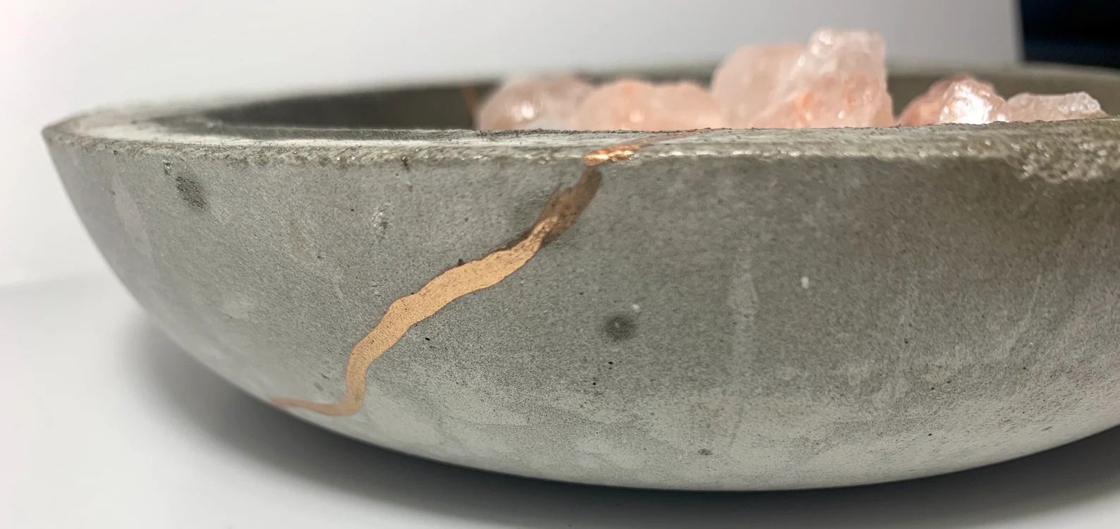 Kintsugi Inspired Distressed Concrete Decorative Bowl  | Etsy | Etsy (US)