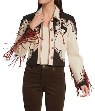 Double D Ranch Sheep Leather Long Sleeve Studded Western Jacket | Dillard's | Dillard's
