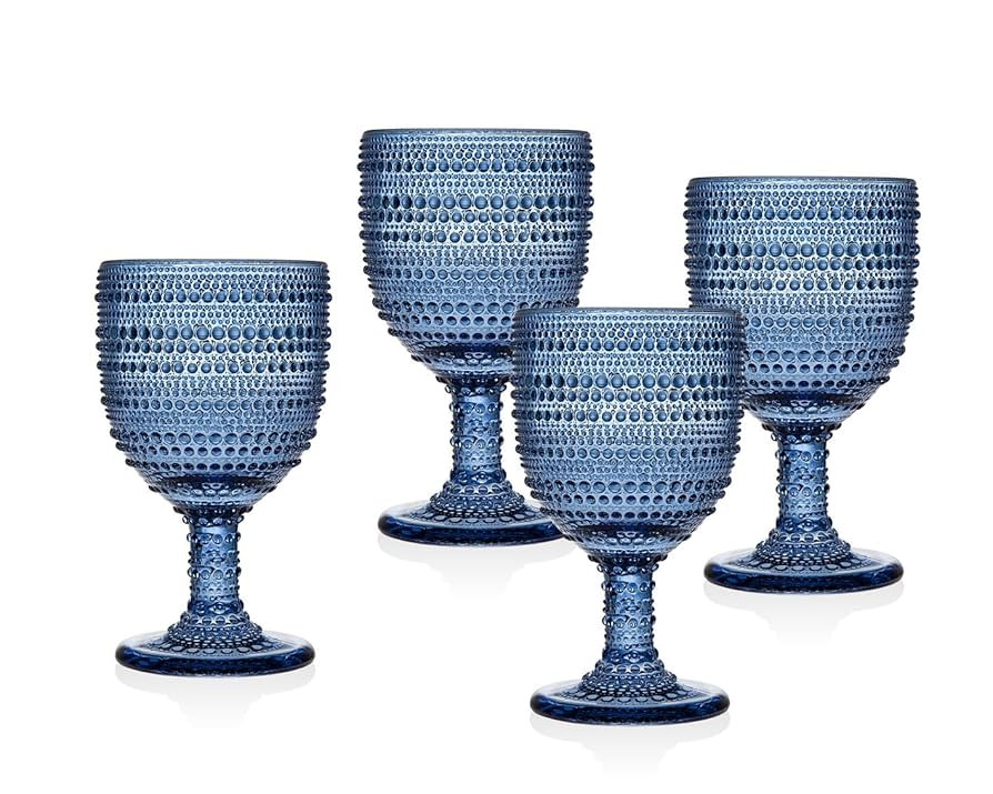 Godinger Wine Glasses Goblets, Beverage Glass Cups - Lumina Blue, Set of 4 | Amazon (US)