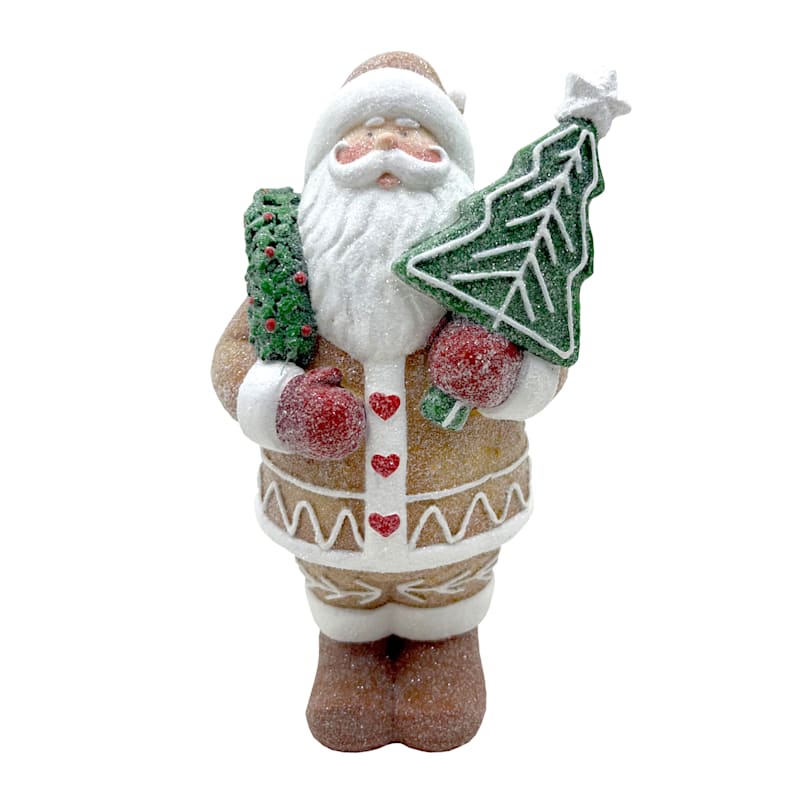 Gingerbread Lane Santa Figurine with Wreath & Tree, 7.3" | At Home