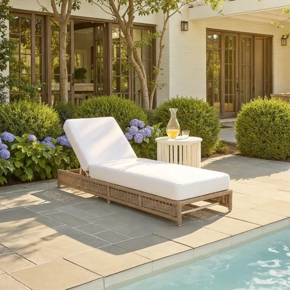 Safavieh Callan Steel Outdoor Lounge Chairs, Tan/White | Walmart (US)