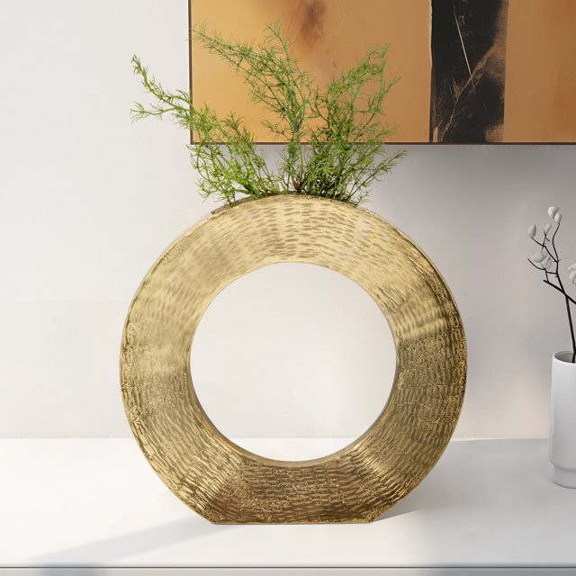 Sagebrook Home Modern Glam Metal, Round Open Cut Out Vase - Walmart.com | Walmart (US)