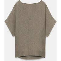 Zara - Knit Top With Draped Back Neckline - Taupe Gray - S - Woman | Zara US
