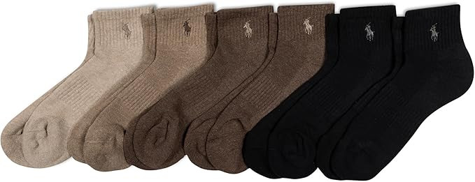 POLO RALPH LAUREN mens Athletic Performance Cotton Ankle Socks - 6 Pair Pack - Moisture Wicking M... | Amazon (US)