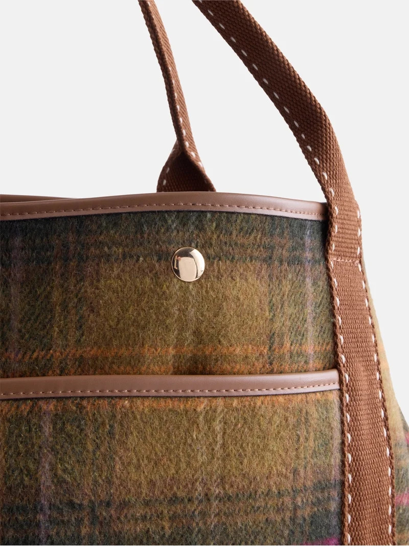 Free Assembly Women\u2019s Plaid Medium Tote Handbag, Yellow | Walmart (US)