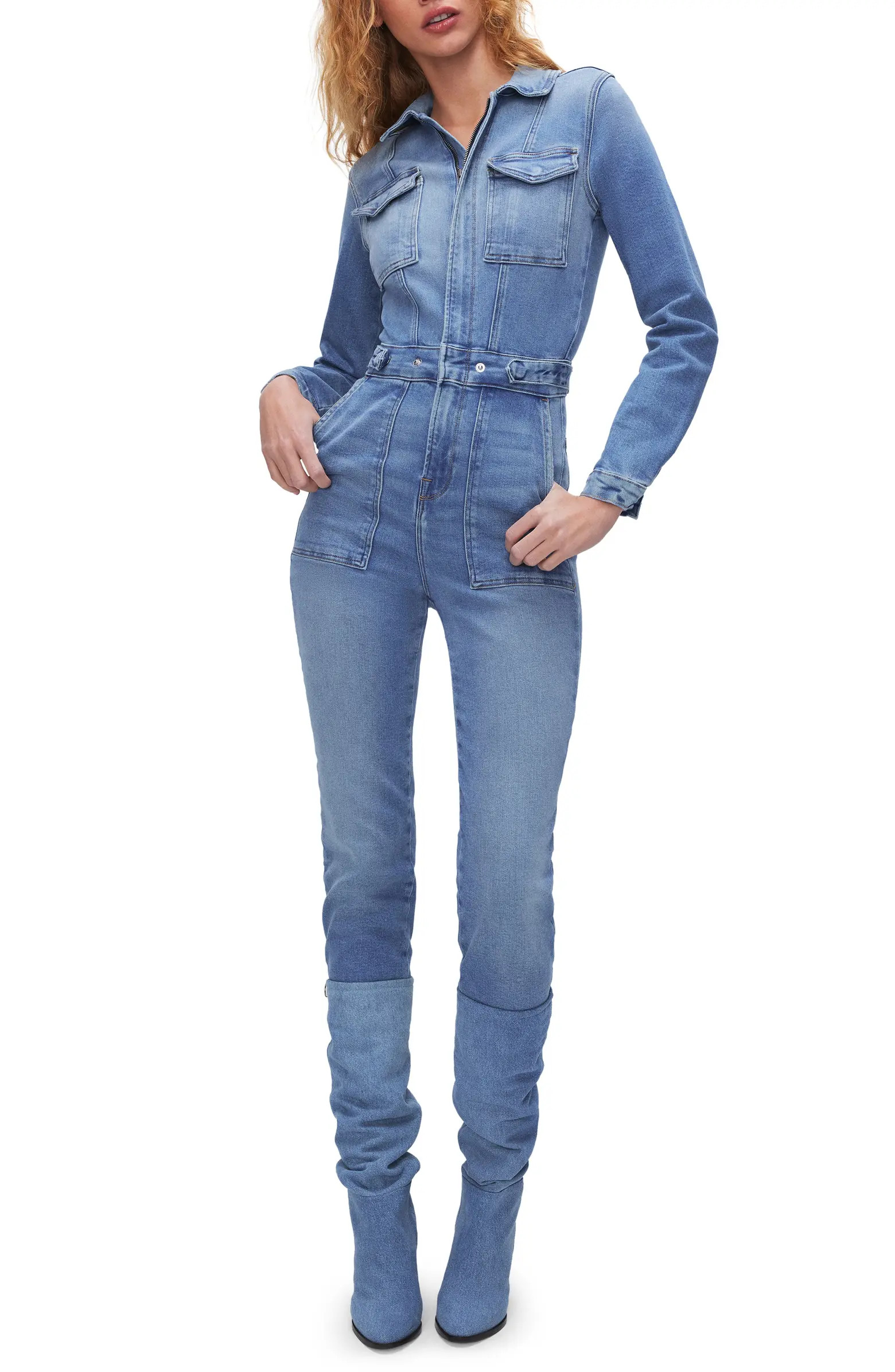 Fit For Success Long Sleeve Denim Jumpsuit | Nordstrom