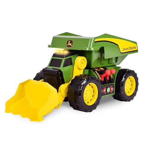 John Deere 18" Motorized Dig Rig: 2-in-1 Toy Dump Truck & Front Loader with Realistic Lights & Sounds, Dual Joystick - Kids 3+ | Amazon (US)