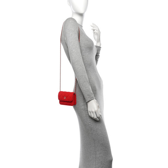 Jersey Quilted Micro Mini Flap Red | FASHIONPHILE (US)