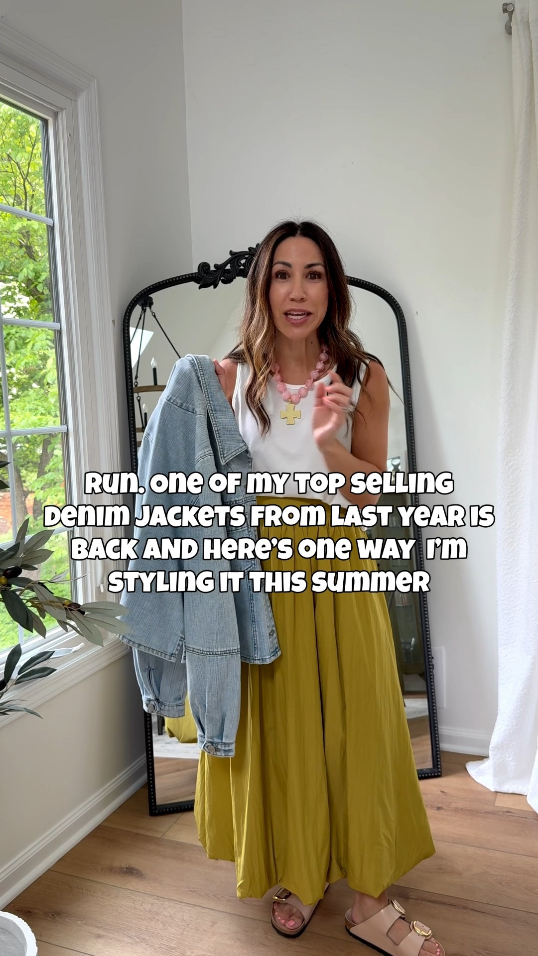 I just love this outfit AND I just love when past favorites come back in stock. Got this denim jacket last year and I wore it a ton. Drapey material and top notch quality. The viral Amazon bubble skirt lives up to the hype. What a fun piece to style. And finally, my Birkenstocks in this high shine color is the lowest price I’ve ever seen in the 3 yrs I’ve had them. This summer  outfit - classics mixed with trendy. Just how I like it❤️

Denim jacket small. Bubble skirt XS. White tank top small. Sandals TTS. Jewelry code HOUSEOFLEO20.

#LTKOver40 #LTKPetite #LTKSaleAlert