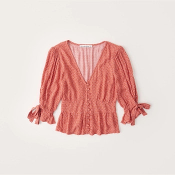 Tie-Sleeve Peasant Top | Abercrombie & Fitch (US)