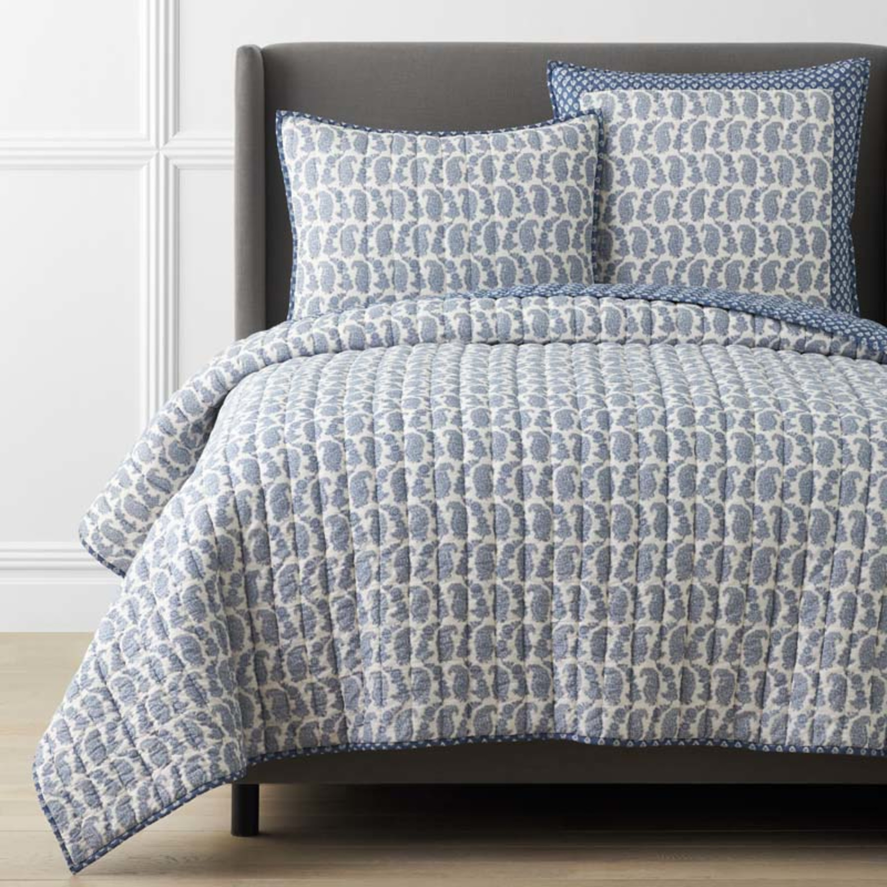 Jiya Reversible Quilt - Blue, Twin/Twin XL | The Company Store