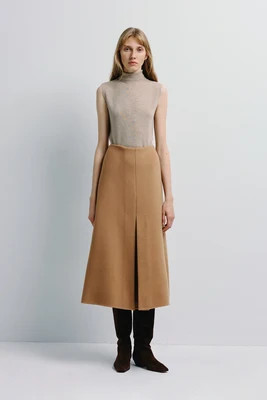Ambre Pleat Front Midi Skirt | Rue Sophie