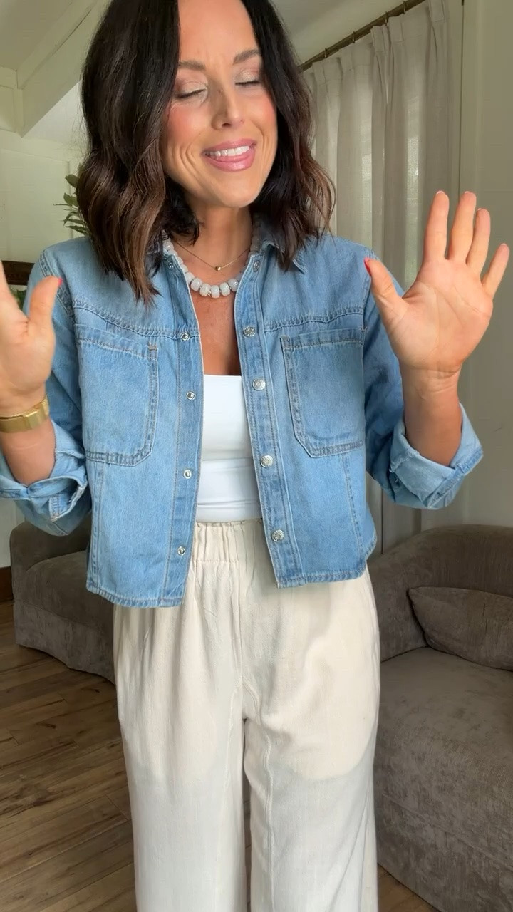 This combo is SO good 👏🏻 The cropped Walmart denim shirt with these flowy Amazon pants makes the easiest put-together outfit without even trying. Such a good everyday look! 🤍 Wearing XS in the denim + small in the pants.

#WalmartFashion #AmazonFashion #AffordableStyle #CasualOutfit #EverydayStyle #LTKStyle