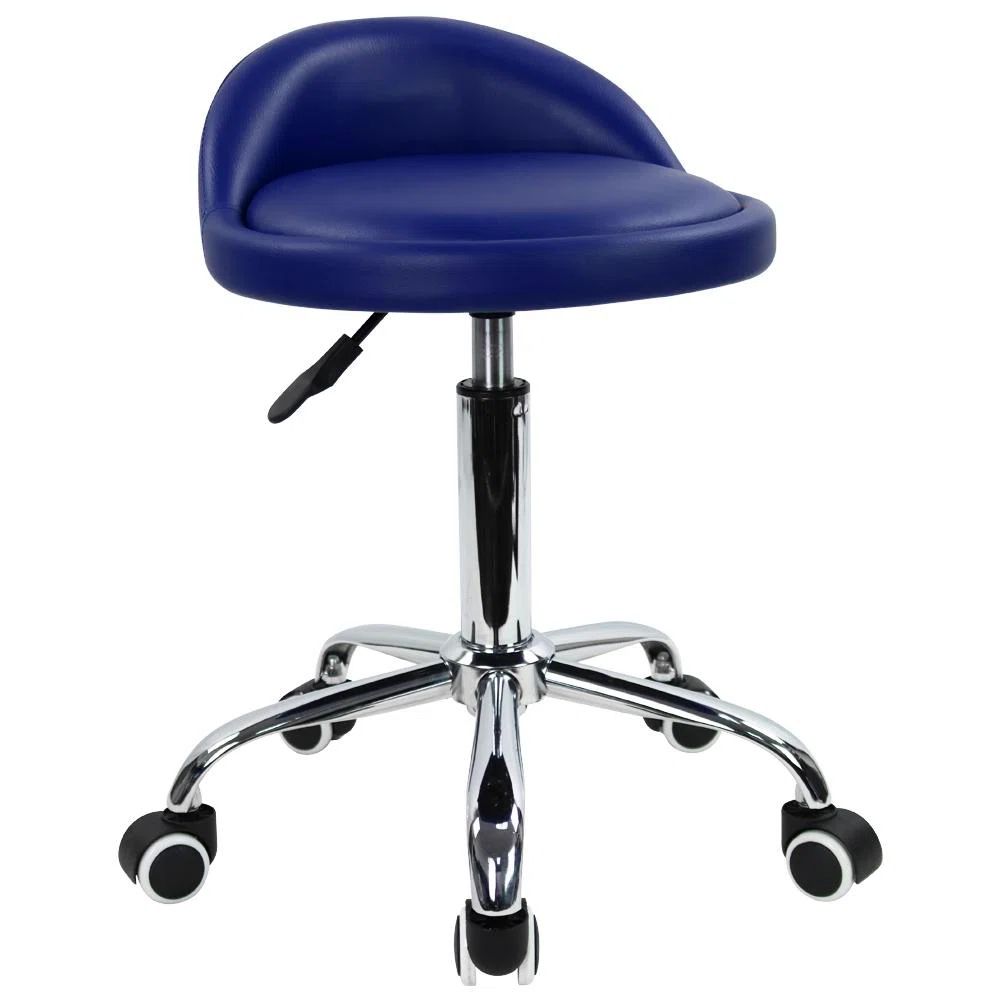 PU Leather Round Rolling Height Adjustable Lab Stool with Footrest | Wayfair North America