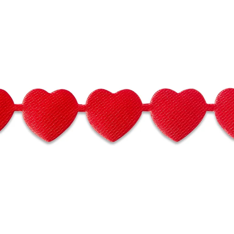 Valentine's Day Red Heart Decorative Ribbon, 3/8 in x 6 ft, by Way To Celebrate | Walmart (US)